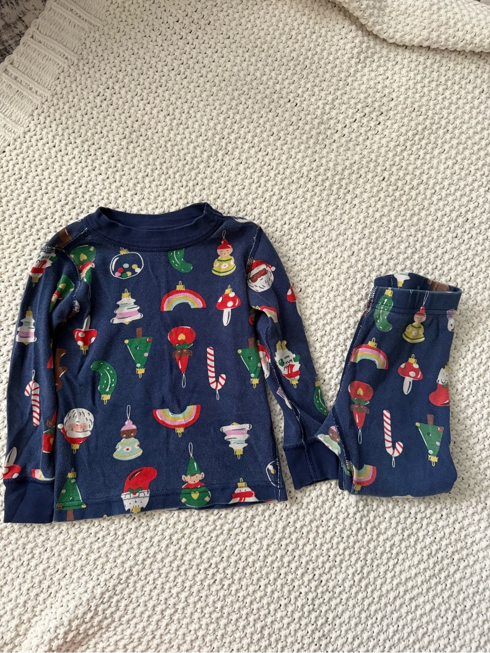 Hanna Andersson Kids Long John Pajama Set Heirloom Ornaments Size 3 Cotton